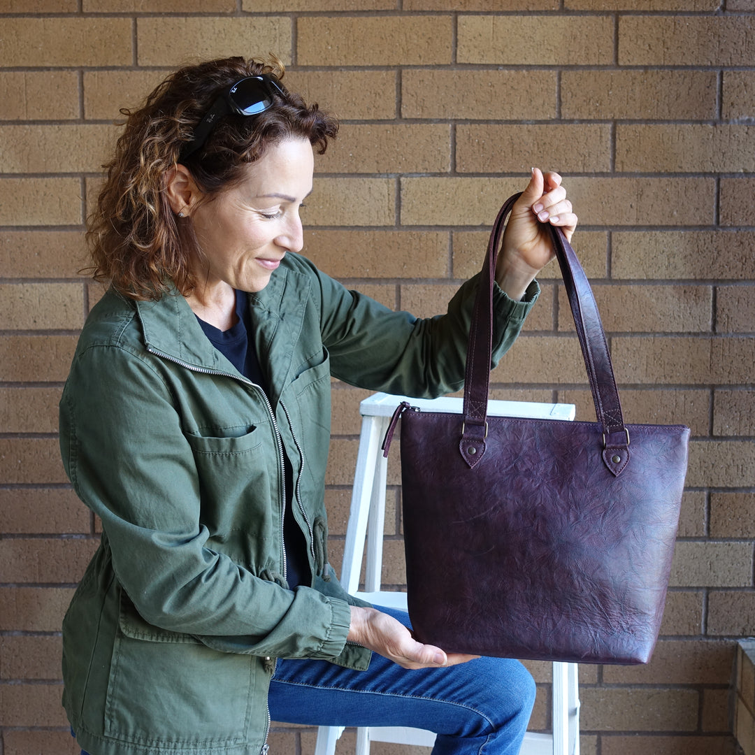 Almost Perfect Merlot Leather Tote