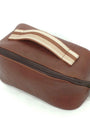 Guatemalan leather toiletry bag in a cinnamon brown
