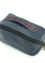 Guatemalan leather toiletry bag in an indigo blue