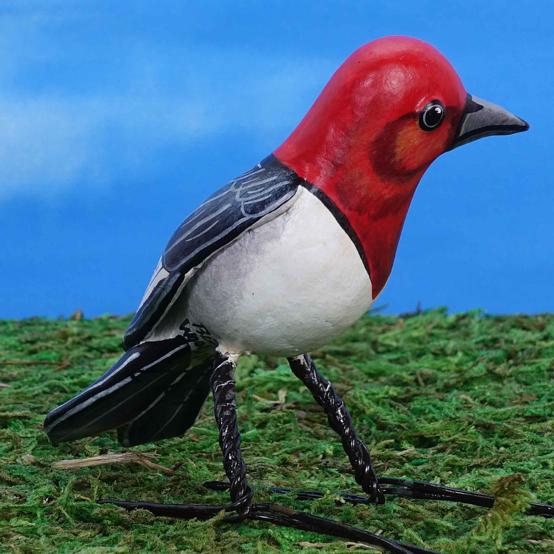 Red Headed Woodpecker Ceramic Figurine