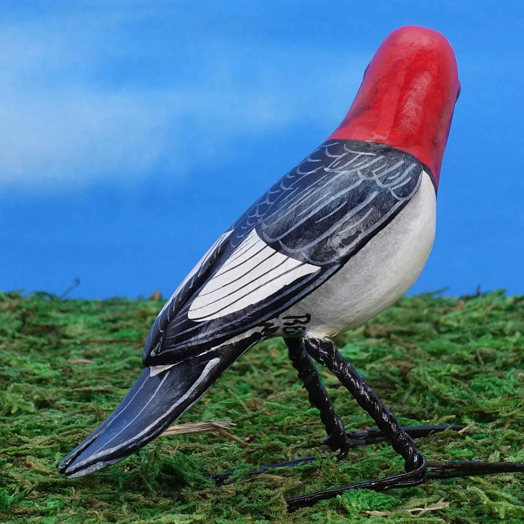 Red Headed Woodpecker Ceramic Figurine