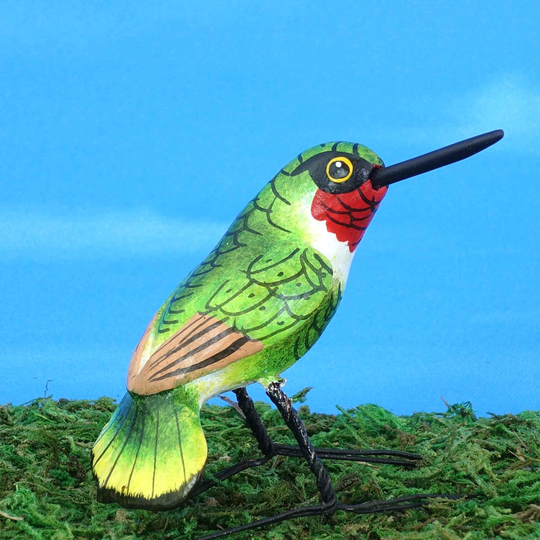Ruby-Throated Hummingbird Ceramic Figurine