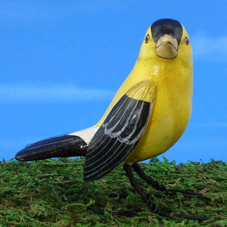 American goldfinch ceramic figurine