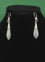 Apple green jade teardrop shaped earrings with sterling silver