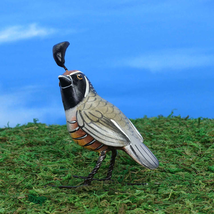 California Quail ceramic figurine, side view