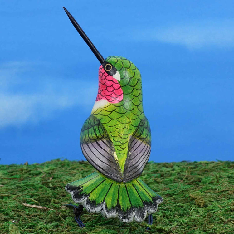 Ceramic figurine of a Broad-Billed Hummingbird, back view