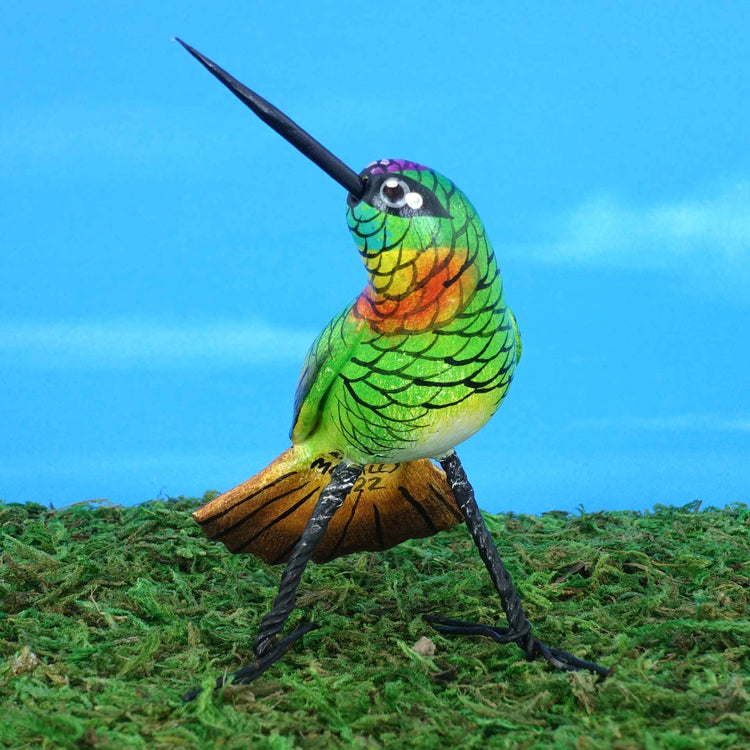 Ceramic figurine of a Gould's Jewelfront Hummingbird