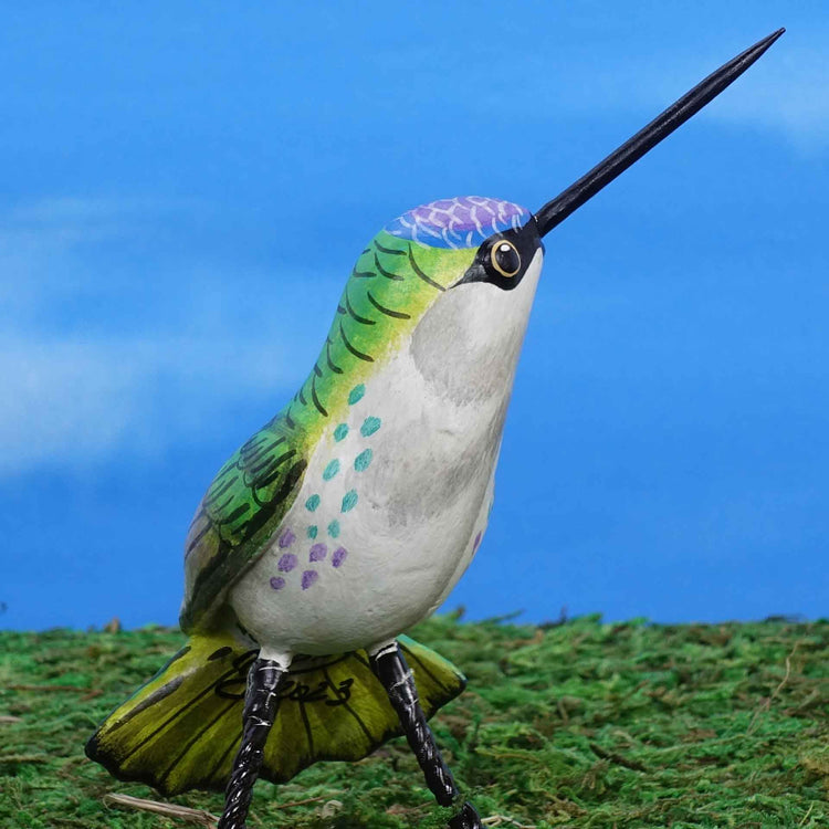 Ceramic figurine of a Violet-Crowned Hummingbird