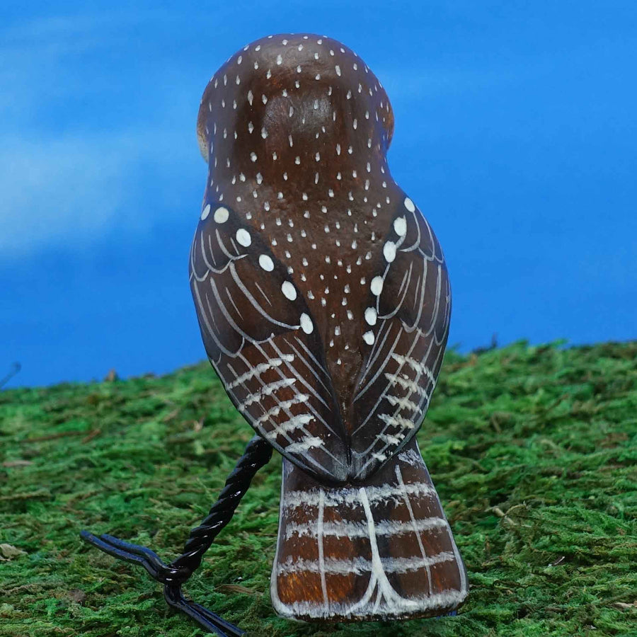 Ceramic Burrowing Owl figurine, back view