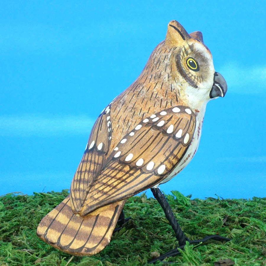 Ceramic Flammulated Owl figurine, back view