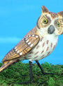 Creramic flammulated owl figurine, front view