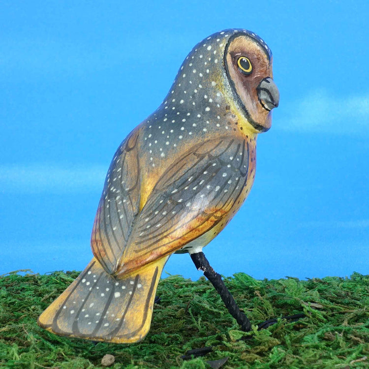 Ceramic Masked Owl figurine, back view