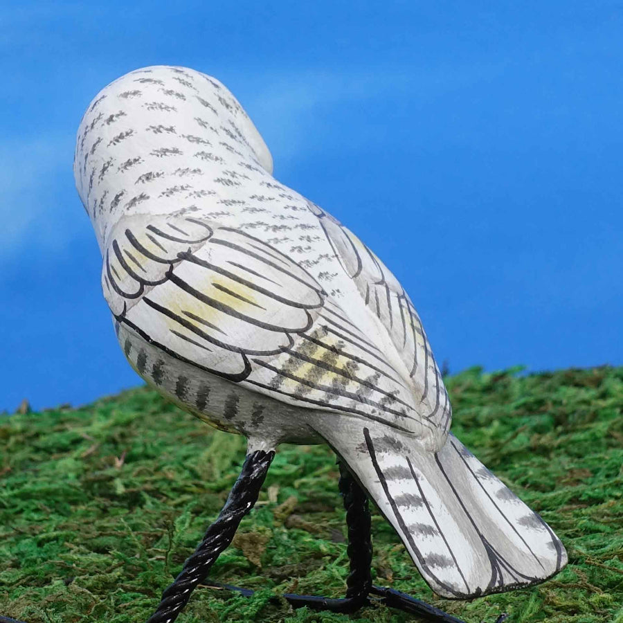 Ceramic Snowy Owl figurine, back view