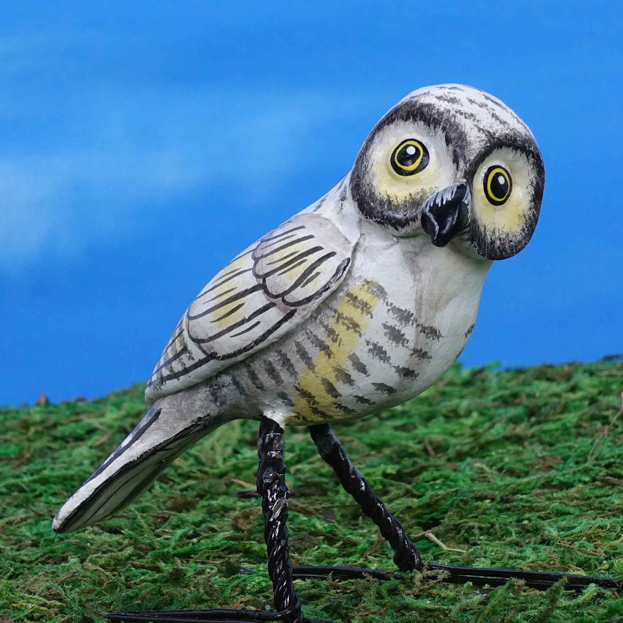 Ceramic Snowy Owl figurine, front view