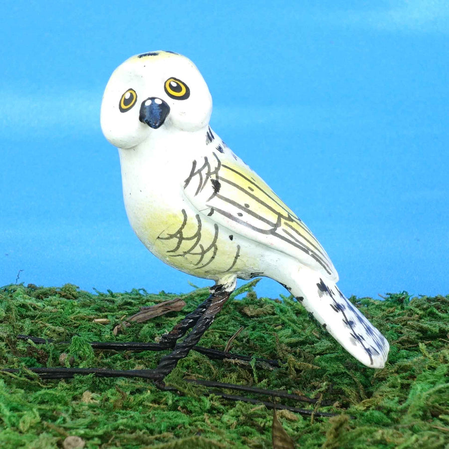 Small ceramic Snowy Owl figurine, front view