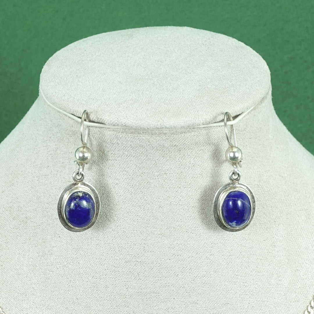 Dark blue jade and sterling silver earrings