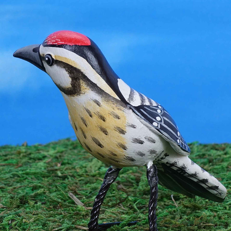 Ladder-backed woodpecker ceramic figurine