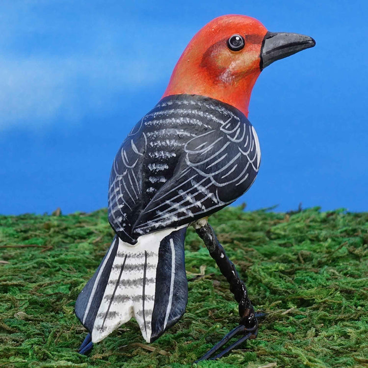 Red Breasted Sapsucker ceramic figurine, back view