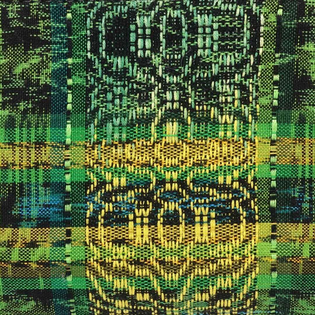 Hand-woven fabric liner in forest green, crafted in Guatemala