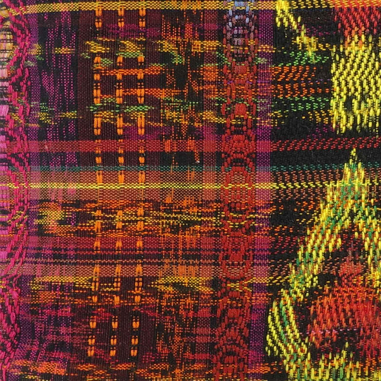 Hand-woven fabric liner in sunset reds, crafted in Guatemala