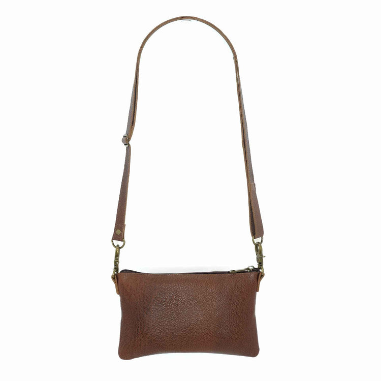 Handcrafted-leather-belt-bag in a cinnamon brown, back view