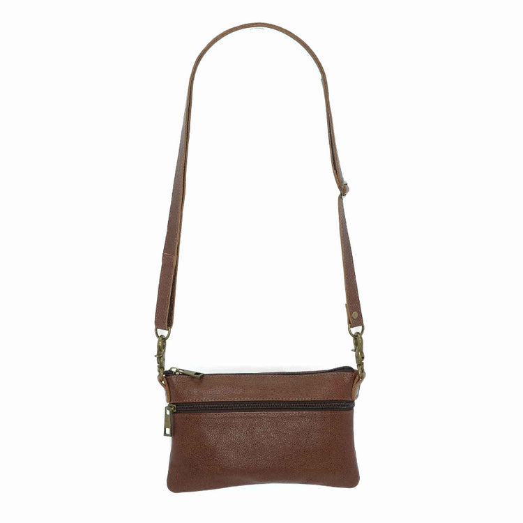 Handcrafted belt bag in a cinnamon brown color