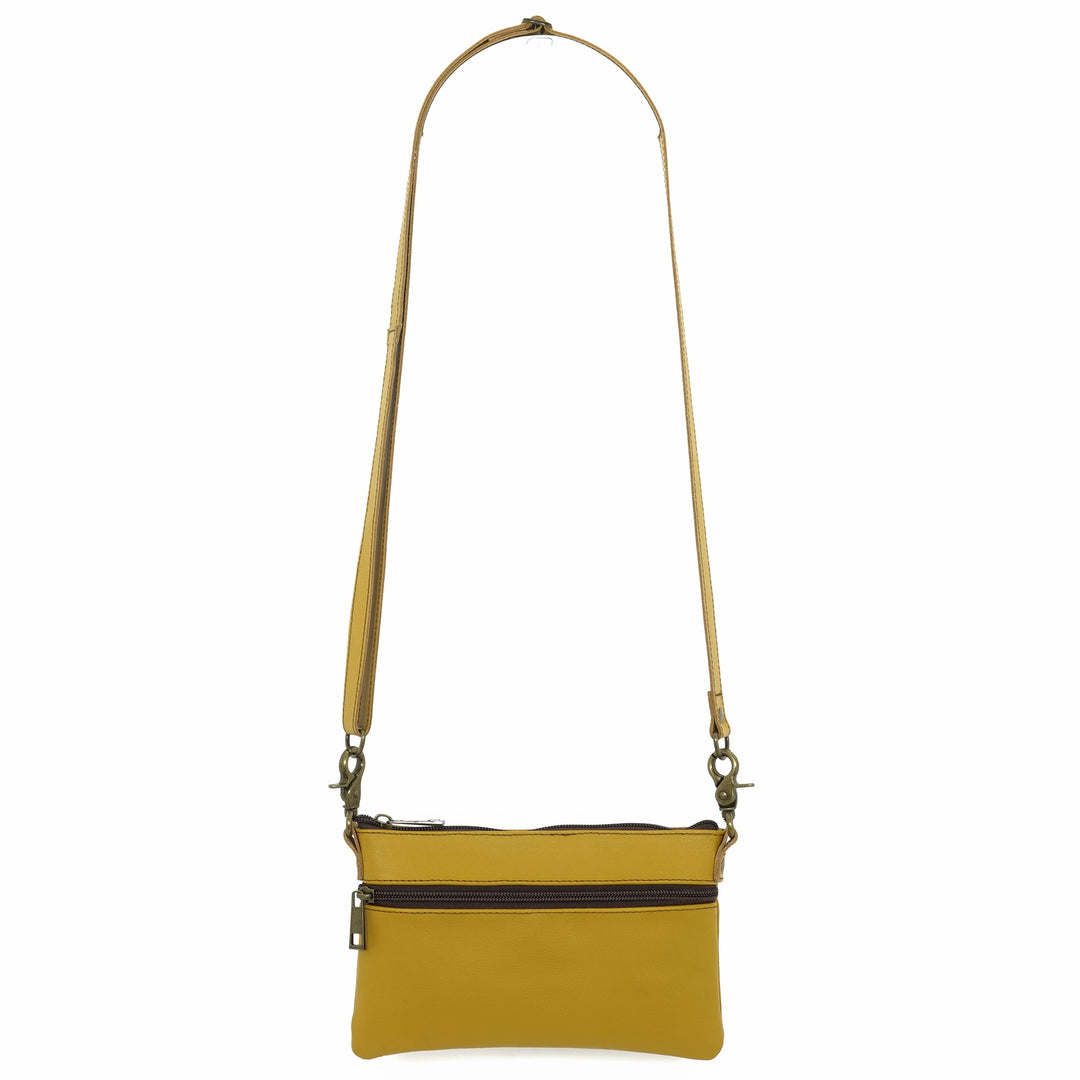 Handcrafted crossbody bag in a saffron yellow
