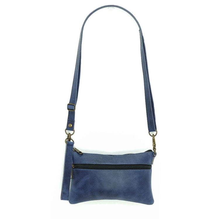 Handmade leather belt bag in a cobalt blue on a white background