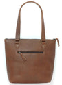 Handmade leather tote bag in cinnamon brown, crafted in Guatemala