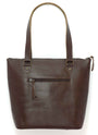 Handmade leather tote bag in mocha brown, crafted in Guatemala