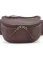Handmade leather waist bag in merlot- front view, crafted in Guatemala