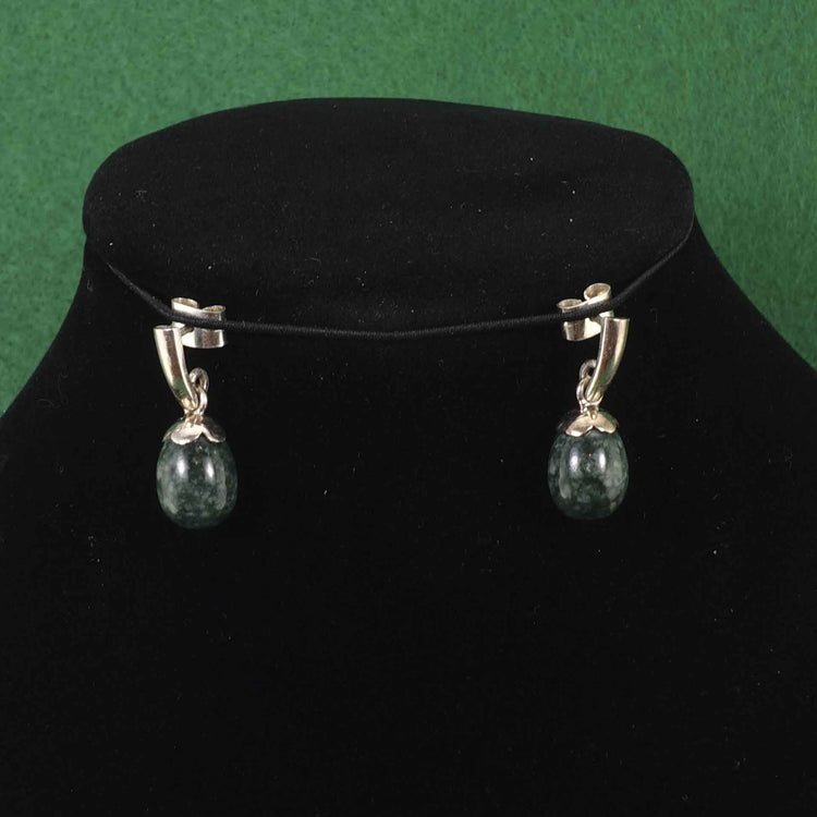 Jaguar green jade oval earrings