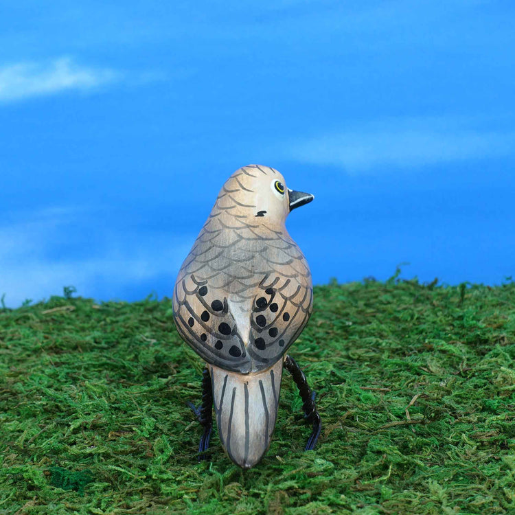 Mourning Dove ceramic figurine, back view