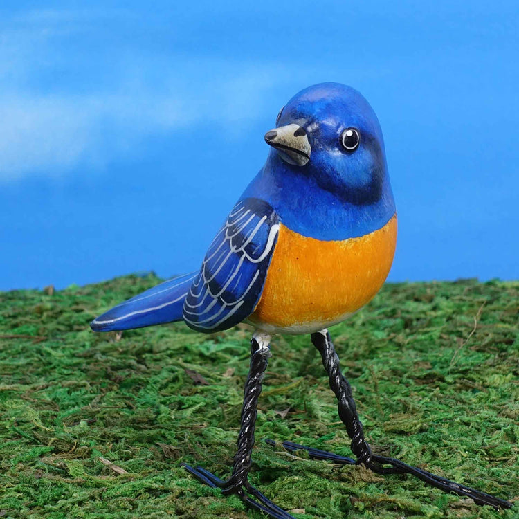 Western bluebird ceramic figurine