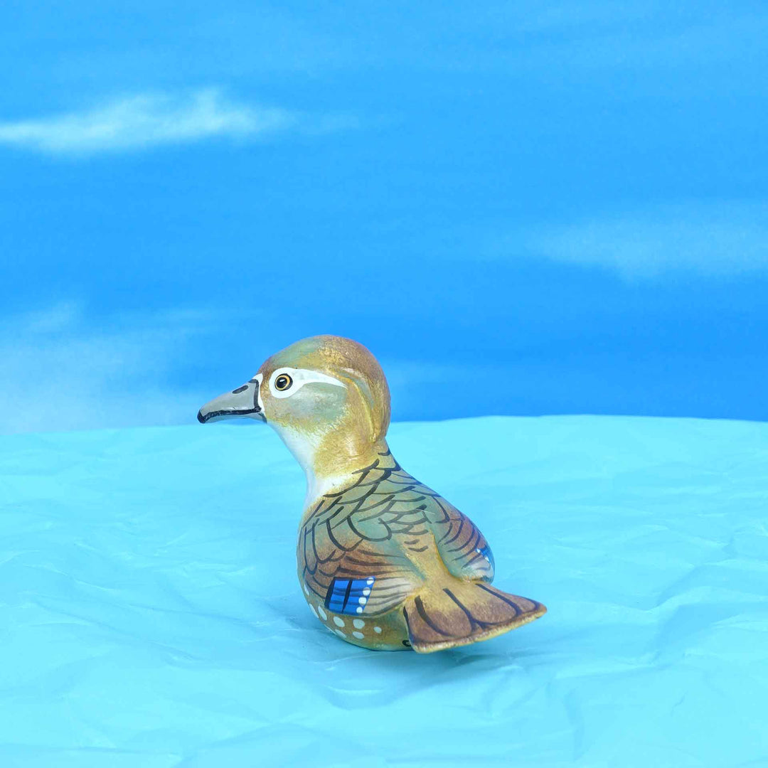 Female Wood Duck ceramic figurine, back view