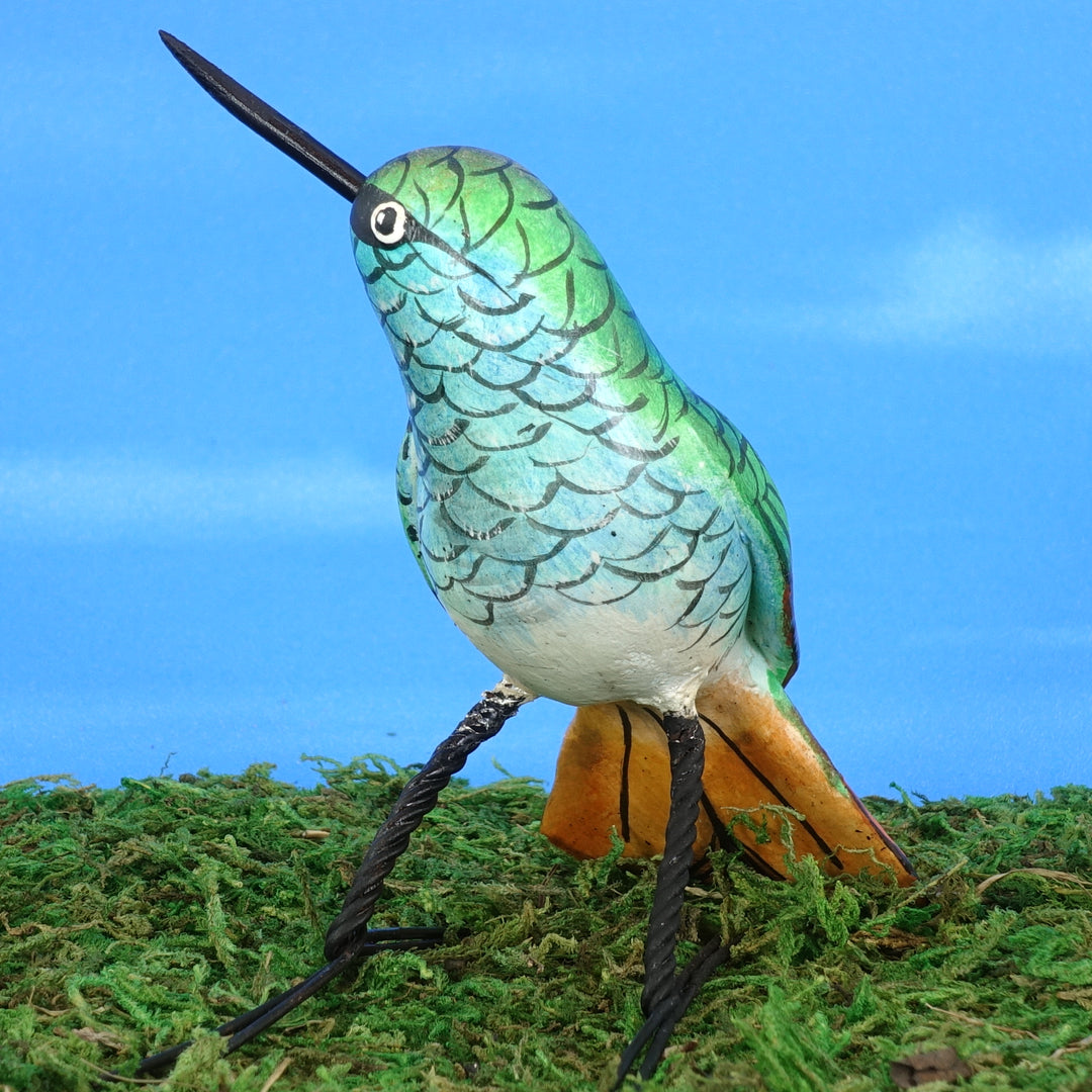Emerald Hummingbird Ceramic Figurine