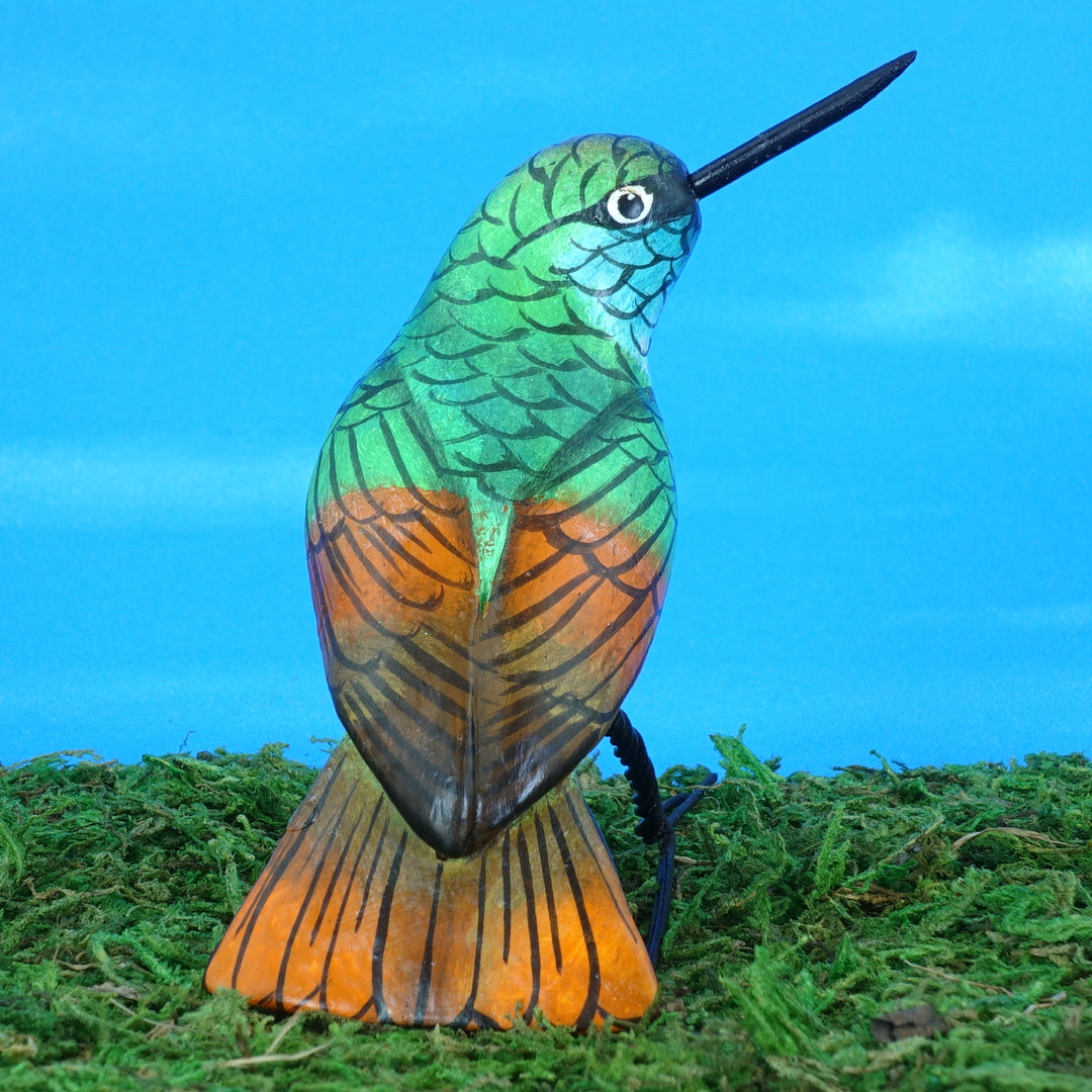 Emerald Hummingbird Ceramic Figurine