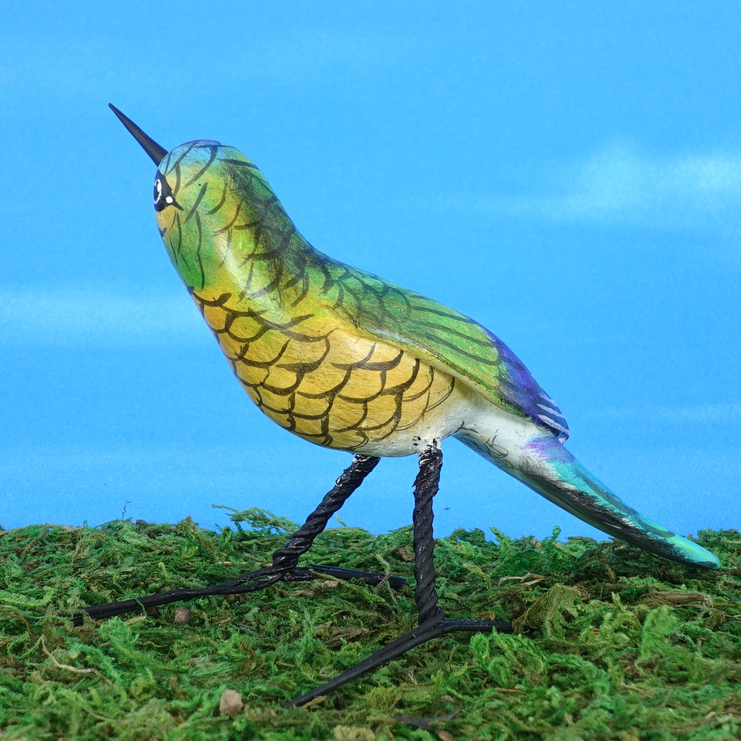 Violet-Tailed Hummingbird Ceramic Figurine