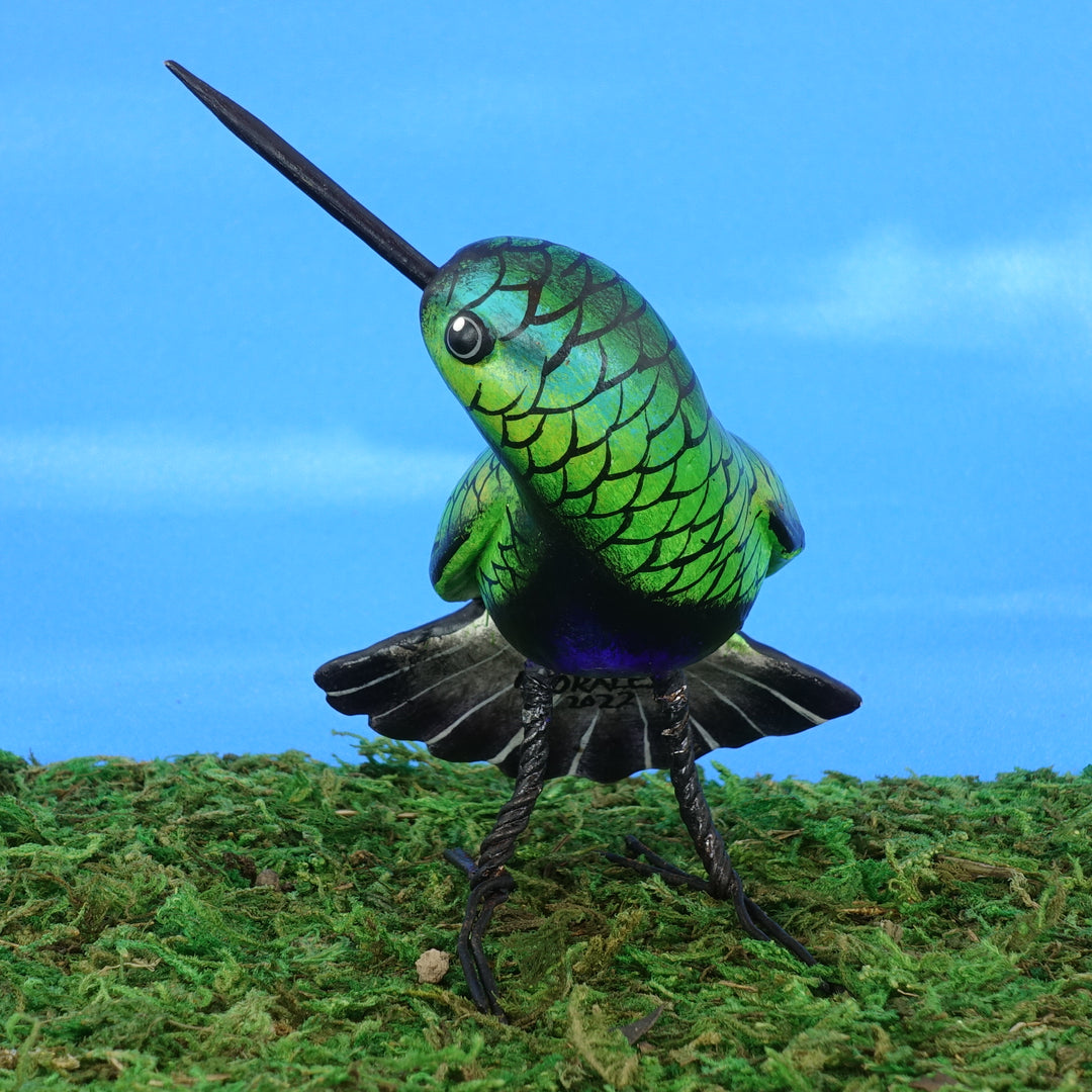 Sapphire Throated Hummingbird Ceramic Figurine
