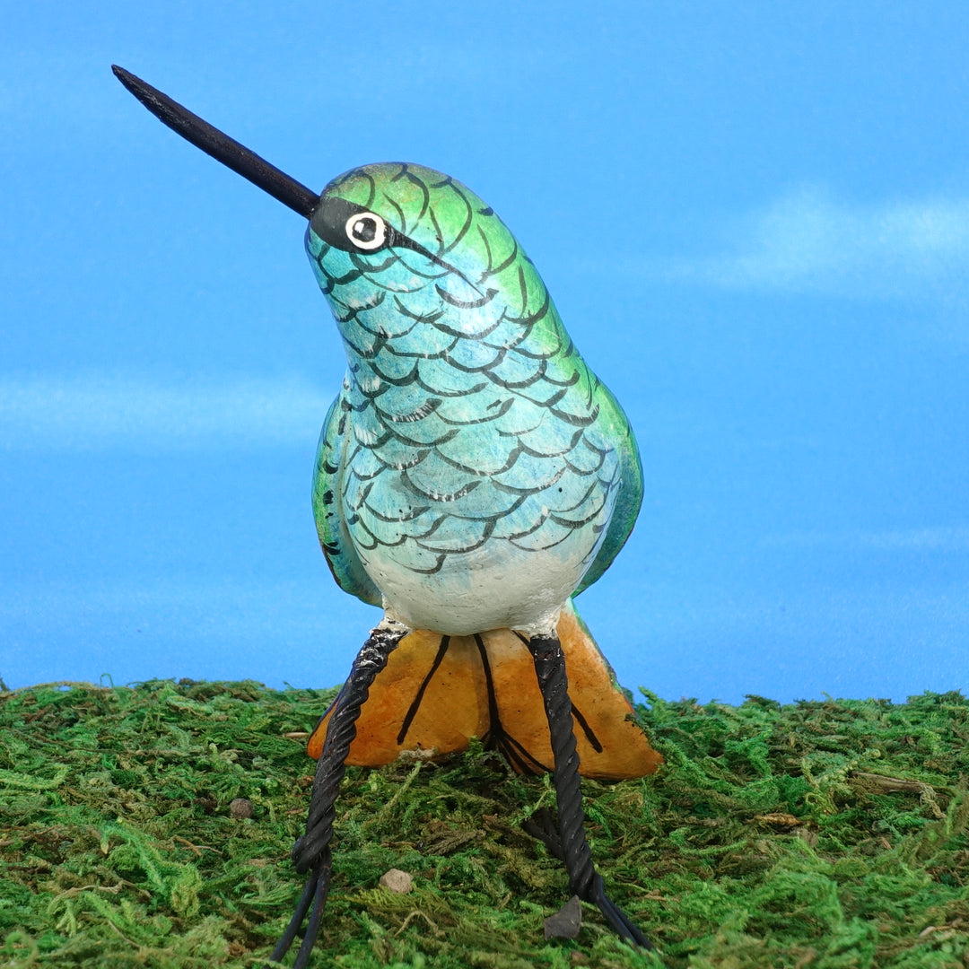 Indigo Capped Hummingbird Ceramic Figurine